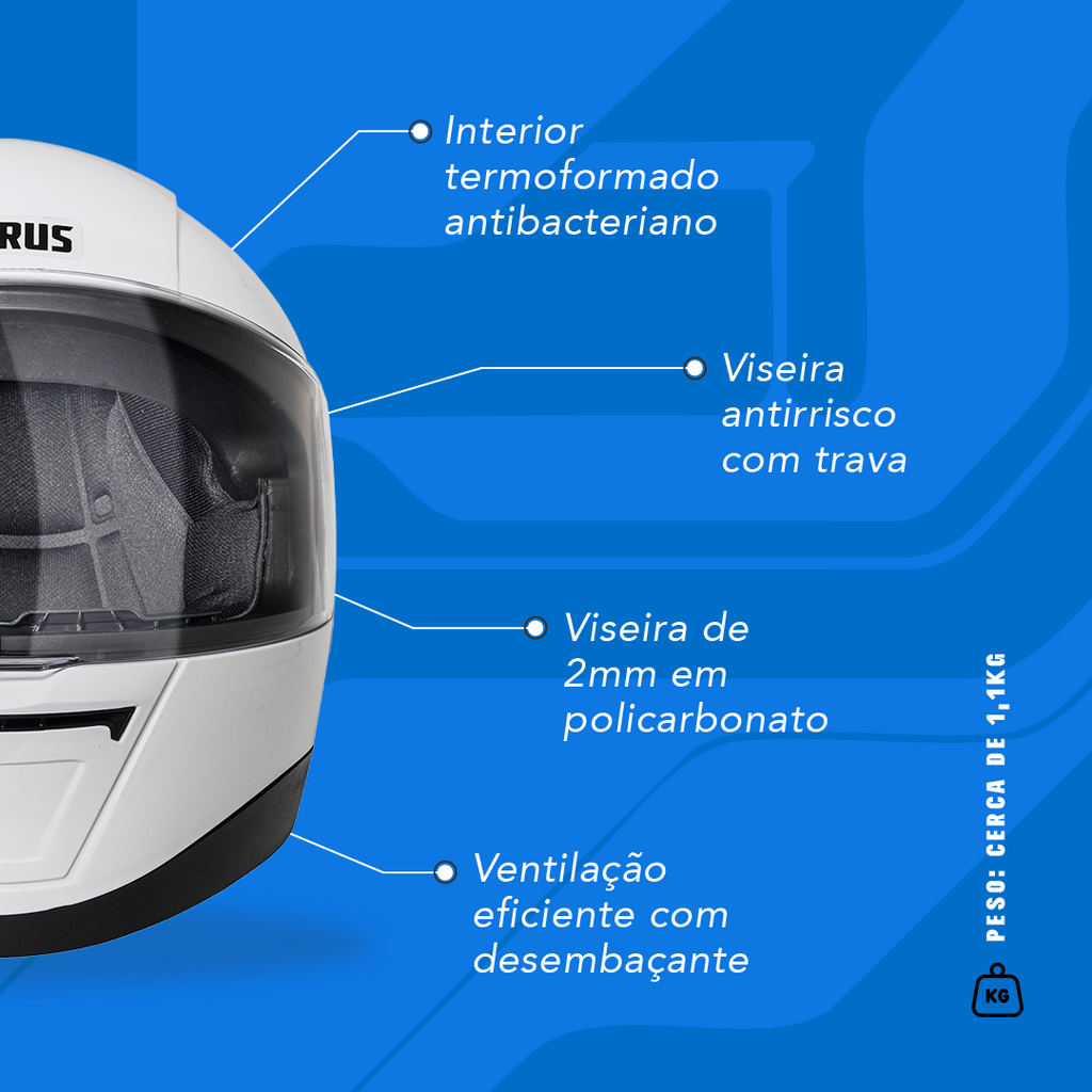 Capacete TH7 Branco Brilho